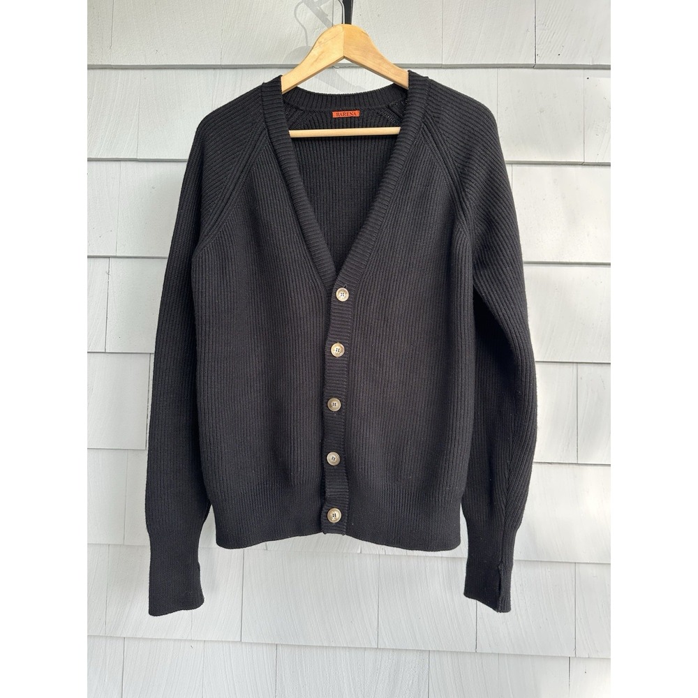 Barena Venezia Men's Virgin Wool Ribbed Cardigan Thumbhole Cuffs Italy S